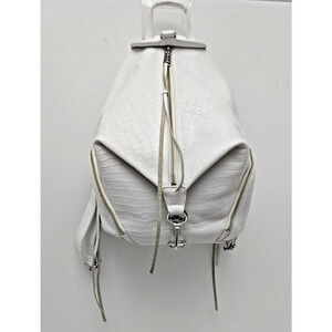 Rebecca Minkoff Julian Embossed Leather Backpack White LG